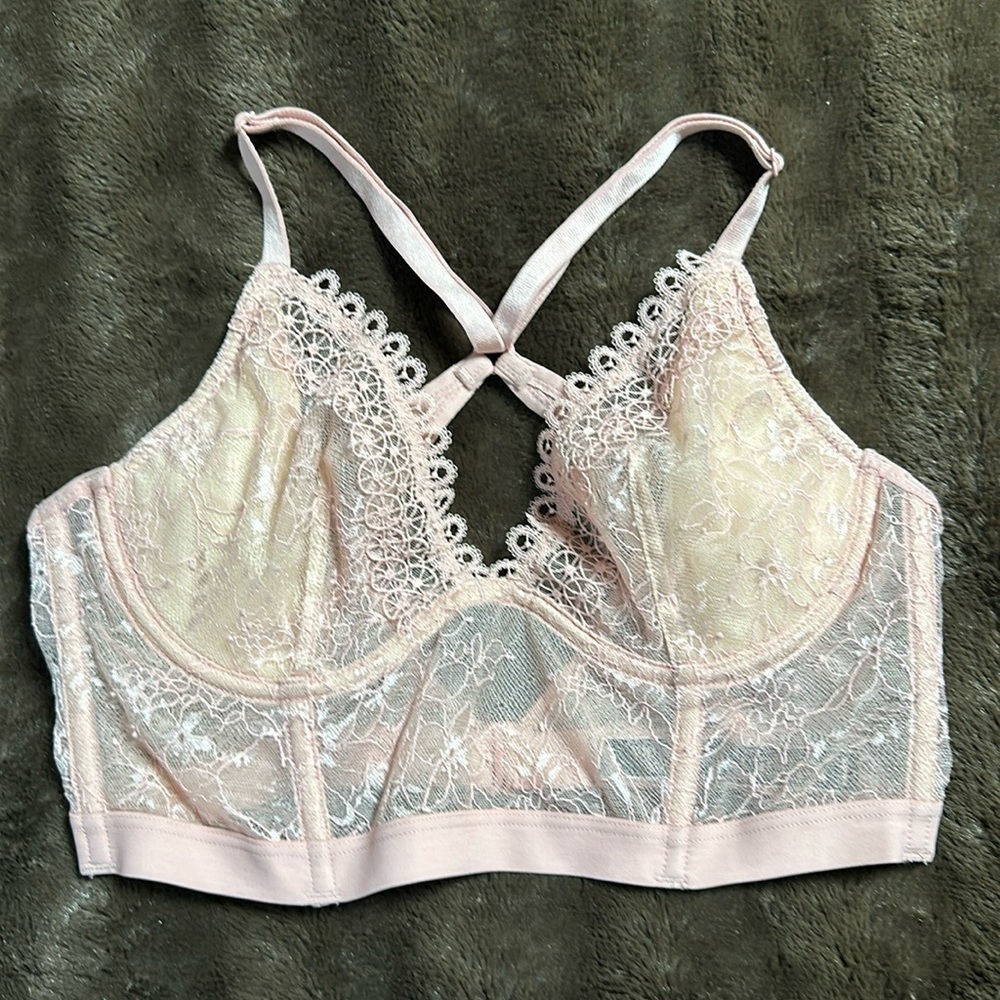 VICTORIAS SECRET Very Sexy Unlined Plunge Light Rose Sz 34B